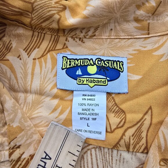 Bermuda Casual by Haband Hawaiian Shirt Mens Large Orange Button Up Tropical - Picture 7 of 8